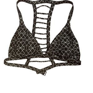 RVCA Geometric Strappy Black & White Bikini Top